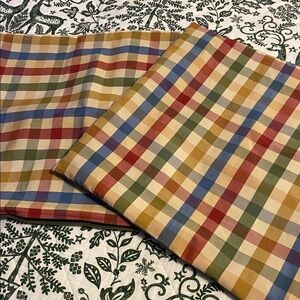 Colorful Plaid pillow covers in like new condition, green feels like suede